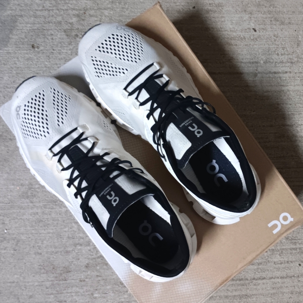 On Running Women's White and Black Athletic Running Shoes